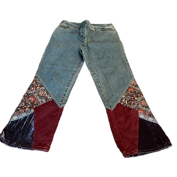Faded Glory Denim - Faded Glory Woman Vintage Boho Patchwork Wide Leg Jeans Size 16W NWT NEW